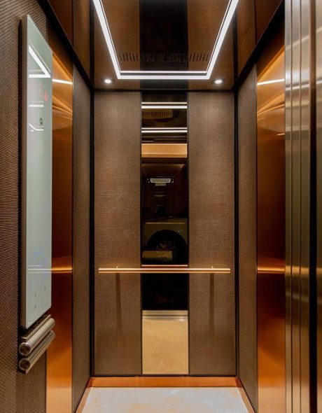 LEVELe-105 Elevator Interior with customized panel layout; Capture panels in Bonded Bronze with D… _ Elevator lobby design, Cabin interior design, Elevator interior LEVELe-105 Elevator Interior with customized panel layout; Capture panels in Bonded Bronze with D… _ Elevator lobby design, Cabin interior design, Elevator interior